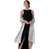 imageBlackButterfly Metallic Sparkle Bridal Wedding Party Evening Shawl Pashmina WrapSilver