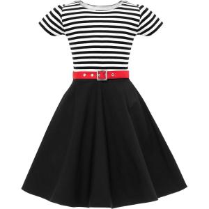 imageBlackButterfly Kids Maria Vintage Striped Pin Up DressBlack