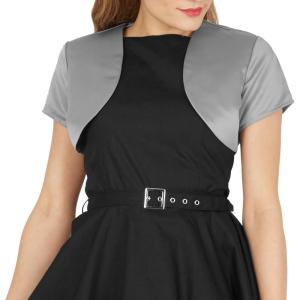 imageBlackButterfly Satin Bolero Shrug  Short SleeveSilver