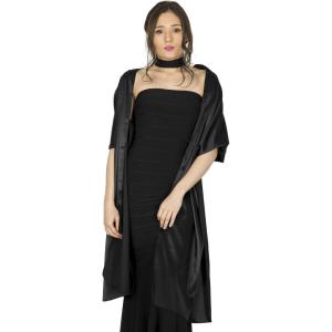 imageBlackButterfly Satin Shawl Bridesmaid Wedding Wrap ScarfBlack