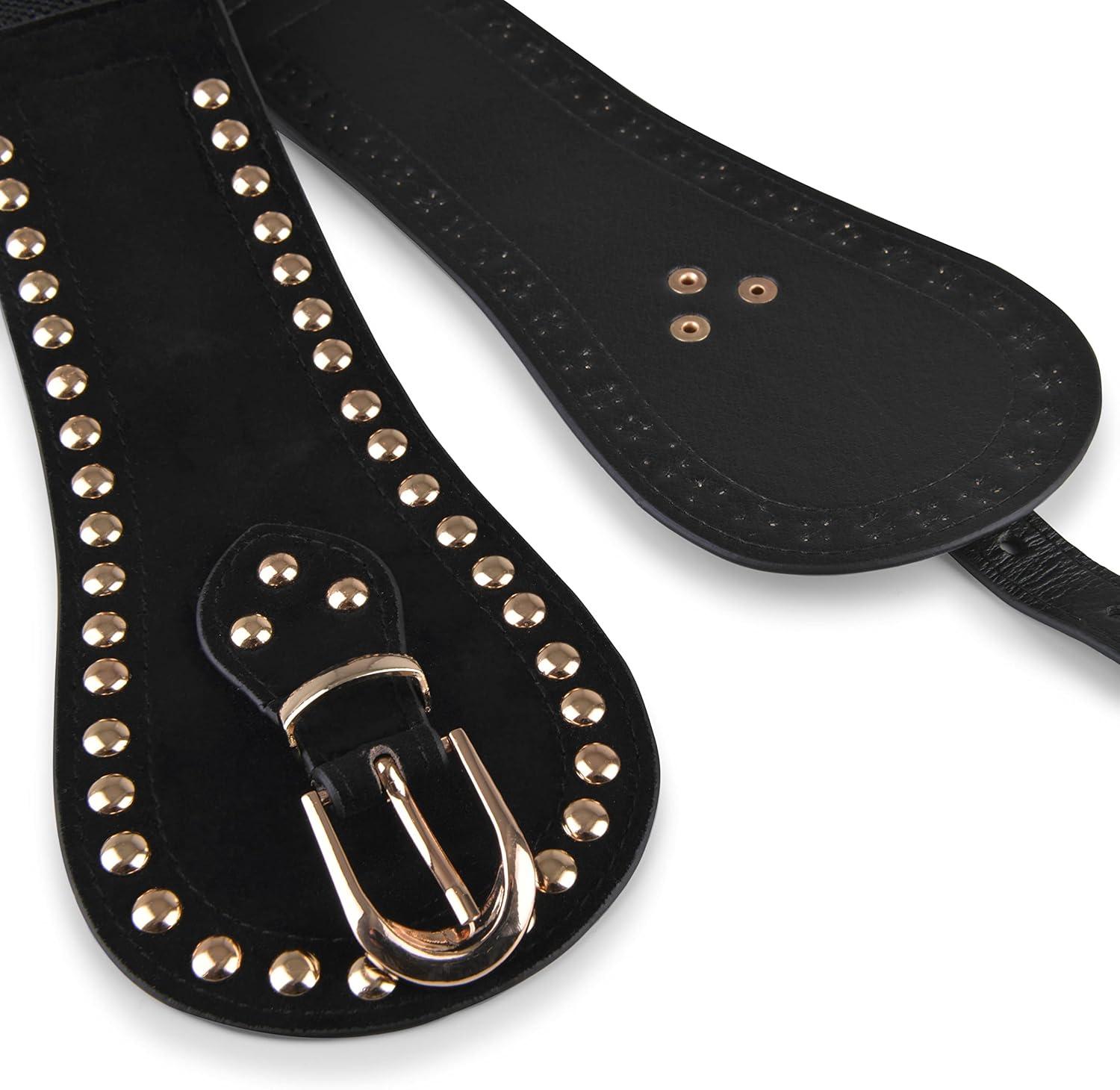 imageBlackButterfly Velvet Pirate Studs Decorated Vintage Buckle Stretchy Waspie Adjustable Waist BeltBlack
