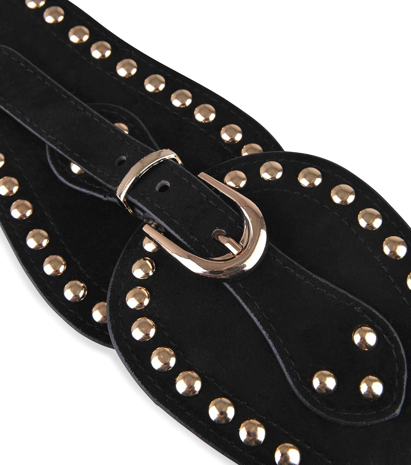 imageBlackButterfly Velvet Pirate Studs Decorated Vintage Buckle Stretchy Waspie Adjustable Waist BeltBlack