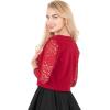 imageBlackButterfly Cropped 34 Lace Sleeve Open Bolero Evening BlouseBurgundy