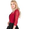 imageBlackButterfly Cropped 34 Lace Sleeve Open Bolero Evening BlouseBurgundy
