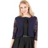 imageBlackButterfly Cropped 34 Lace Sleeve Open Bolero Evening BlouseMidnight Blue