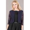 imageBlackButterfly Cropped 34 Lace Sleeve Open Bolero Evening BlouseMidnight Blue