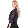 imageBlackButterfly Cropped 34 Lace Sleeve Open Bolero Evening BlouseMidnight Blue