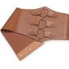 imageBlackButterfly Elastic Cosplay Halloween Metal Ring Waist Pirate Waspie Corset BeltCamel Brown