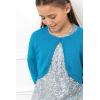 imageBlackButterfly Girls Long Sleeve Sparkle Cardigan Childrens Kids Bolero ShrugAqua Blue