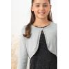 imageBlackButterfly Girls Long Sleeve Sparkle Cardigan Childrens Kids Bolero ShrugSilver