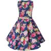 imageBlackButterfly Kids Audrey Vintage 50s Girls DressMidnight Blue Pink Floral
