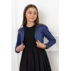 imageBlackButterfly Kids Satin Long Sleeve Bolero Childrens Girls ShrugMidnight Blue