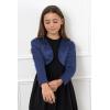 imageBlackButterfly Kids Satin Long Sleeve Bolero Childrens Girls ShrugMidnight Blue