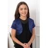 imageBlackButterfly Kids Satin Short Sleeve Bolero Childrens Girls ShrugMidnight Blue