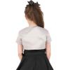 imageBlackButterfly Kids Satin Short Sleeve Bolero Childrens Girls ShrugSilver
