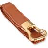 imageBlackButterfly Retro Elastic Round Metal Buckle Skinny Waist Waspie BeltLight Brown