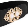 imageBlackButterfly Stretchy Vintage Wide Waspie Elastic Pearl Buckle Waist BeltBlack