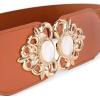 imageBlackButterfly Stretchy Vintage Wide Waspie Elastic Pearl Buckle Waist BeltLight Brown