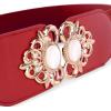imageBlackButterfly Stretchy Vintage Wide Waspie Elastic Pearl Buckle Waist BeltRed