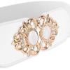 imageBlackButterfly Stretchy Vintage Wide Waspie Elastic Pearl Buckle Waist BeltWhite
