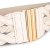 imageBlackButterfly Wide Waspie Elastic Vintage Braided Vertical Clasp Buckle Cinch Waist BeltBeige