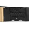 imageBlackButterfly Wide Waspie Elastic Vintage Braided Vertical Clasp Buckle Cinch Waist BeltBlack