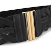 imageBlackButterfly Wide Waspie Elastic Vintage Braided Vertical Clasp Buckle Cinch Waist BeltBlack