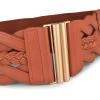 imageBlackButterfly Wide Waspie Elastic Vintage Braided Vertical Clasp Buckle Cinch Waist BeltLight Brown