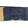imageBlackButterfly Wide Waspie Elastic Vintage Braided Vertical Clasp Buckle Cinch Waist BeltMidnight Blue
