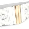 imageBlackButterfly Wide Waspie Elastic Vintage Braided Vertical Clasp Buckle Cinch Waist BeltWhite