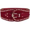 imageBlackButterfly Velvet Pirate Studs Decorated Vintage Buckle Stretchy Waspie Adjustable Waist BeltWine Red