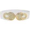 imageBlackButterfly Wide Elastic Vintage Cinch Retro Metal Interlock Buckle BeltWhite