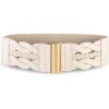 imageBlackButterfly Wide Waspie Elastic Vintage Braided Vertical Clasp Buckle Cinch Waist BeltBeige