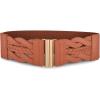 imageBlackButterfly Wide Waspie Elastic Vintage Braided Vertical Clasp Buckle Cinch Waist BeltLight Brown