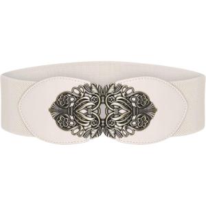 imageBlackButterfly 3 Inch Wide Waspie Elastic Vintage Buckle Waist BeltBeige