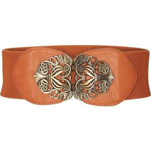 imageBlackButterfly 3 Inch Wide Waspie Elastic Vintage Buckle Waist BeltBrown