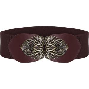 imageBlackButterfly 3 Inch Wide Waspie Elastic Vintage Buckle Waist BeltDark Brown