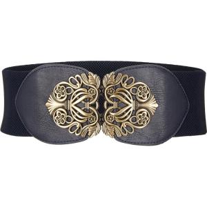 imageBlackButterfly 3 Inch Wide Waspie Elastic Vintage Buckle Waist BeltMidnight Blue