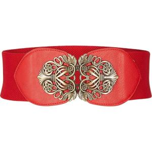 imageBlackButterfly 3 Inch Wide Waspie Elastic Vintage Buckle Waist BeltRed