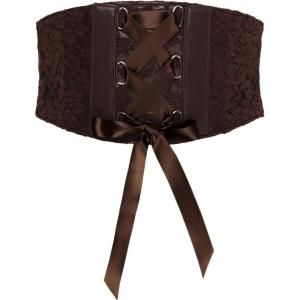 imageBlackButterfly 55 Wide Corset Waspie Elastic Lace BeltDark Brown