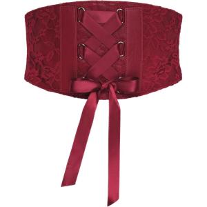 imageBlackButterfly 55 Wide Corset Waspie Elastic Lace BeltRed