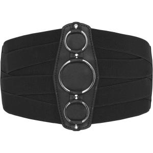 imageBlackButterfly 7 Inch Wide Lattice Corset Waspie Elastic Waist BeltBlack