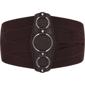 imageBlackButterfly 7 Inch Wide Lattice Corset Waspie Elastic Waist BeltDark Brown