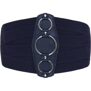 imageBlackButterfly 7 Inch Wide Lattice Corset Waspie Elastic Waist BeltMidnight Blue