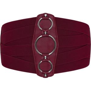 imageBlackButterfly 7 Inch Wide Lattice Corset Waspie Elastic Waist BeltRed