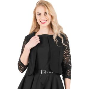 imageBlackButterfly Cropped 34 Lace Sleeve Open Bolero Evening BlouseBlack