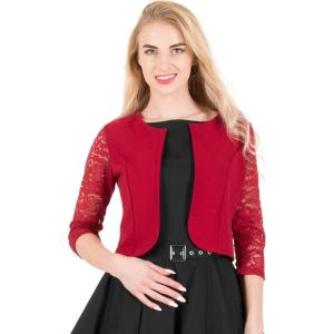 imageBlackButterfly Cropped 34 Lace Sleeve Open Bolero Evening BlouseBurgundy