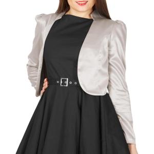 imageBlackButterfly Formal Satin Long Sleeve Bolero ShrugSilver