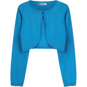 imageBlackButterfly Girls Long Sleeve Knitted Childrens Kids Bolero ShrugAqua Blue