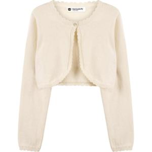imageBlackButterfly Girls Long Sleeve Knitted Childrens Kids Bolero ShrugBeige